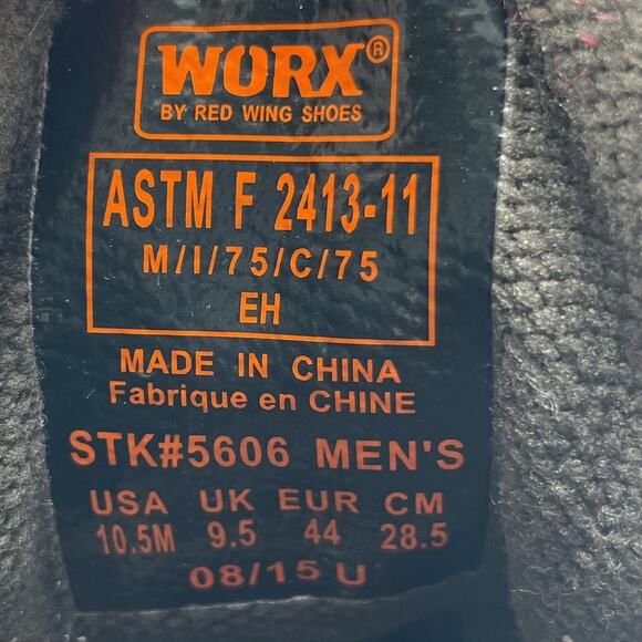Worx by Red Wing 5606 Steel Toe Work Boots Mens Size 10.5 M Brown Leather EH main image 7